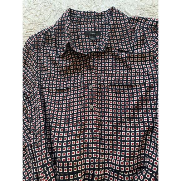 NWOT J. Crew Button Front Dress in Geometric print, size 4. - Picture 3 of 8